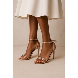 Vince Camuto Gold Heels Ankle Strap Stiletto Evening Party Shoes